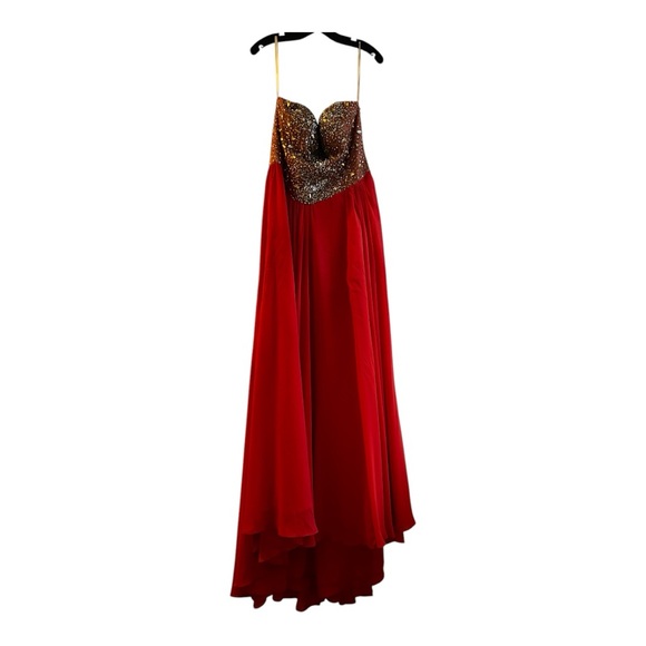 Terani Couture Red and Gold‎ Gown - Picture 1 of 13